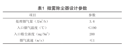 微霧除塵器選型設計